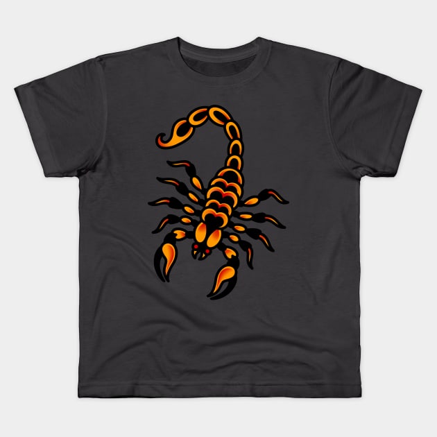 American Traditional Scorpion Kids T-Shirt by OldSalt